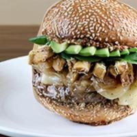 French n' Fries · Truffle Parmesan Fries, Brie, Avocado, Caramelized Onions, Greens, Piquant Sauce, and Stone ...