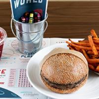 Kids Burger Combo · Combos Include Fries or Carrots & Cucumbers and a Drink (House-Made Soda, Organic Apple Juic...