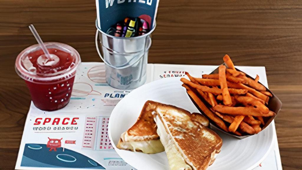 Kids Grilled Cheese Combo · Combos Include Fries or Carrots & Cucumbers and a Drink (House-Made Soda, Organic Apple Juice or Organic Milk)