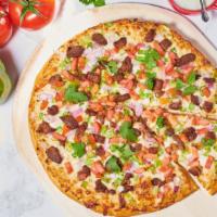 Spicy Gyro Pizza · Spicy. Indian take on the much-loved gyro. Tender masala lamb with onions and tomatoes on a ...