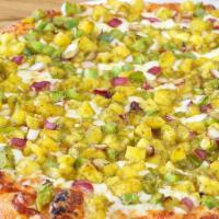 Mango Monsoon Pizza · Spicy. Mangoes, green peppers, and onions showered in a medley of Indian chutneys and spices...