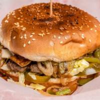 Tex-Mex Burger · Grilled Onions, Bell Peppers,Mushrooms along with Lettuce and Jalepenos with Swiss Cheese an...