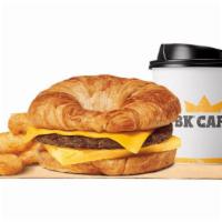 Sausage, Egg & Cheese Croissan Wich® Meal · Our grab-and-go Sausage, Egg & Cheese CROISSAN’WICH®is made with 100% butter for a soft croi...