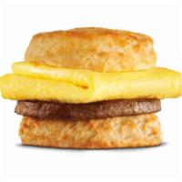Sausage & Egg Biscuit · Rise and shine with our Sausage & Egg Biscuit. Savory seasoned sausage and fluffy eggs are l...
