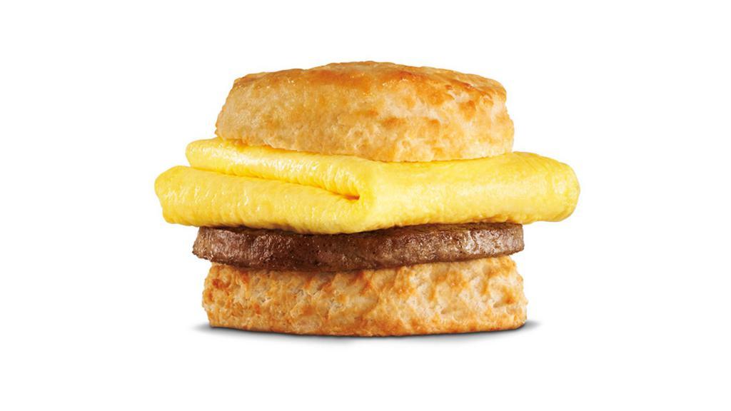 Sausage & Egg Biscuit · Rise and shine with our Sausage & Egg Biscuit. Savory seasoned sausage and fluffy eggs are layered carefully between one of our warm buttermilk biscuits.