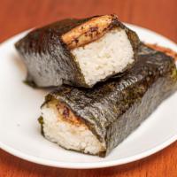BBQ Chicken Musubi ( 2 pieces) · BBQ Chicken on top of block rice, special sauce, wrapped together with Nori.