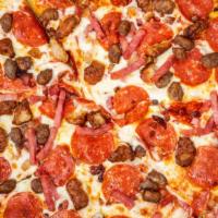 5 Meat Treat · Large All Meats Including Bacon, Pepperoni, Italian Sausage, Beef and Ham