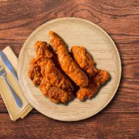 Classic Buffalo Tenders · Seasoned chicken supreme batter fried crisp & golden, smothered in extra hot house sauce.