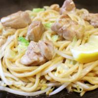 Lemon Chicken Shiosoba · Chicken stir fried noodles with bean sprouts and cabbage cooked in original salt-based sauce...