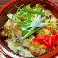 Grilled Chicken Bowl · Grilled chicken cooked with house special salt-based shio sauce over rice topped with green ...