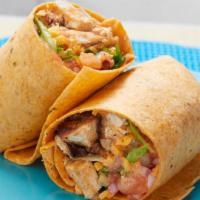 Mmg Signature Wrap · Chicken breast, turkey bacon, reduced fat cheddar, power blend of romaine, spinach and baby ...
