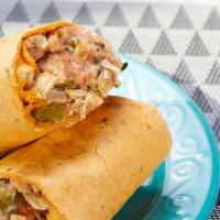 Tex-Mex Fajita · Chicken, sautéed green peppers and onions, reduced fat cheddar, fat-free sour cream and sals...