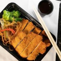 6. Chicken Katsu · Bowl: consist of rice sides and rice bento box: assorted side dishes salad shrimp skewer and...