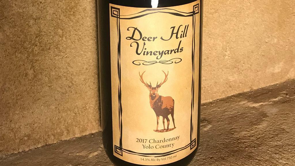 2017 Deer Hill Chardonnay – Yolo County · Our chardonnay opens with bright tropical fruit aromas that lead in to notes of soft oak and butterscotch. Ripe fruit flavors are bolstered by lively acidity, yet balanced deftly with a subtle creaminess.