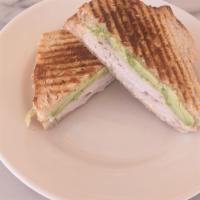 Grilled Turkey Sandwich · Hobbs' turkey, gruyere cheese, herb mayo and avocado on acme sour loaf