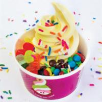 Frozen Yogurt · Pick Yogurt flavors, toppings and size. Toppings are in 2 Oz portions cups. Sauces are drizz...