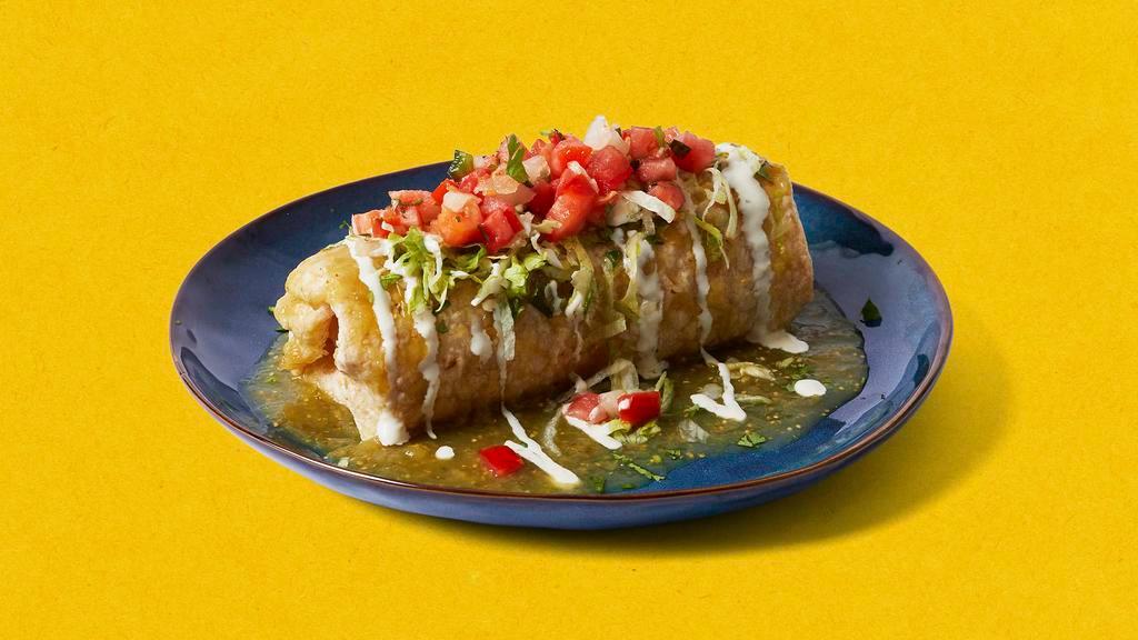 Wet Burrito Burracho · Burrito with your choice of meat, rice, beans, lettuce, and pico de gallo, topped with lettuce, pico de gallo, and sour cream