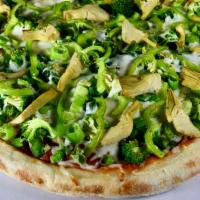 All Green Specialty Pizza · Spinach, broccoli, artichokes, green onions, bell peppers, garlic.