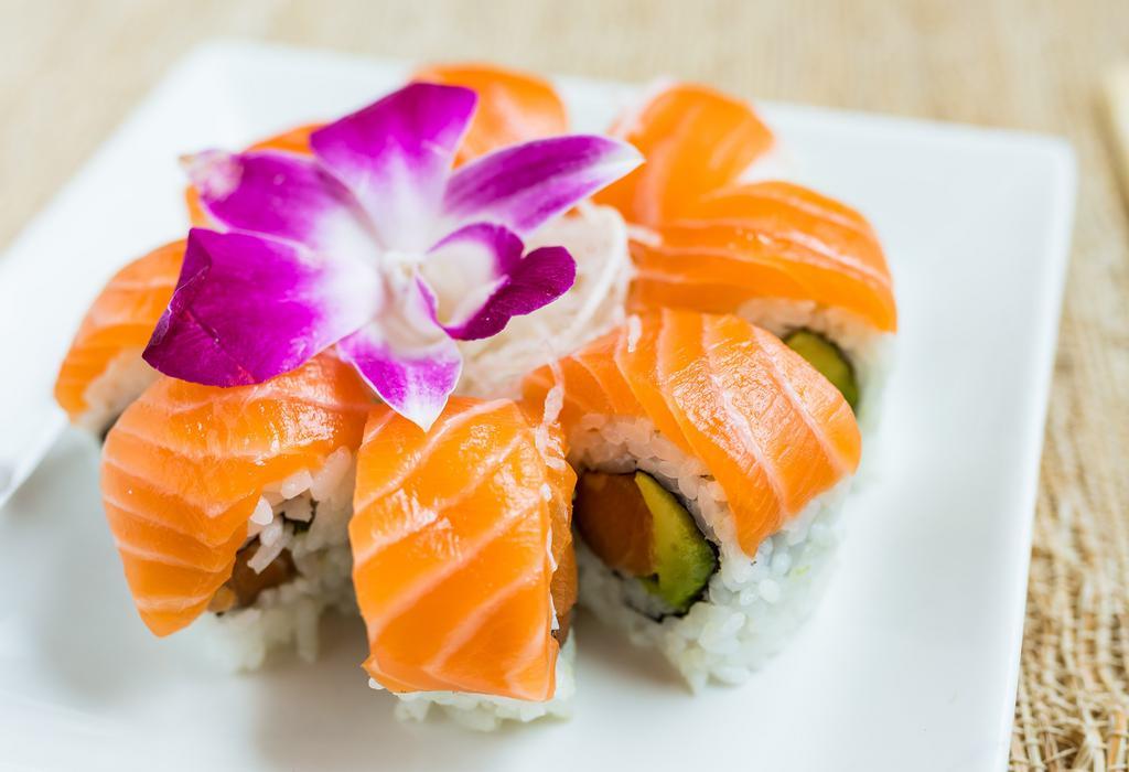 Salmon Lovers · salmon inside and salmon on top.

Consuming raw fish or undercooked meat, poultry, seafood, shellfish or eggs may increase your risk of foodborne illness.