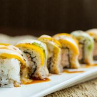 A's Roll · mango avocado over Cali DX roll with house sauce.

Consuming raw fish or undercooked meat, p...