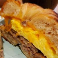 Bacon Egg & Cheese Bagel · Bacon or sausage 
bacon, egg and cheese.