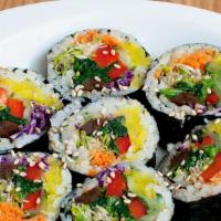 Kimbop(Rice Rolls) · Rice roll with assorted vegetables