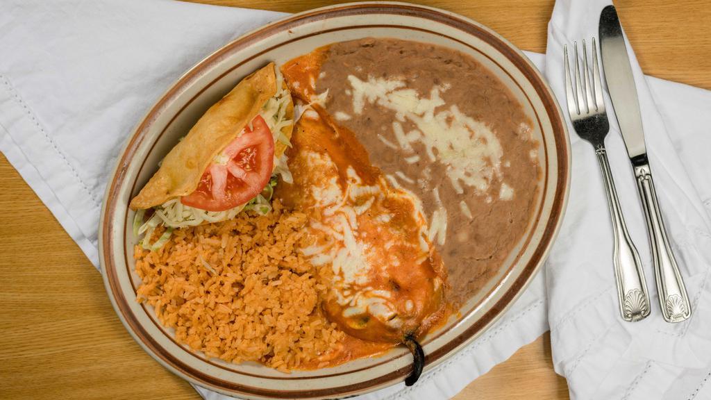 #2 Taco & Chile Relleno · Taco (Ground beef or chicken) and Chile Relleno