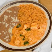 Camarones a la Diabla · Tiger shrimp sautéed in our creamy hot sauce