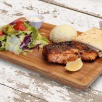 Grilled Salmon Plate · Grilled salmon marinated with olive oil, lemon, and herbs.