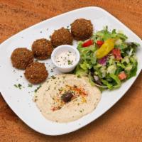 Falafel Plate · (Vegetarian) Served with hummus and salad.