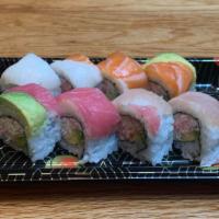 Rainbow Roll · crab meat & avocado topped with assorted fish.