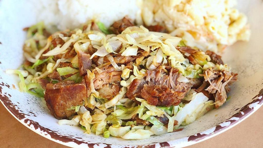 Kalua Pork · Our Hawaiian-style smoked pulled pork with shredded cabbage. Super flavorful!