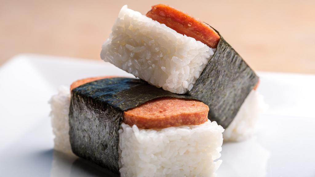 Spam Musubi (2pc) · A Serving of Our Delicious Spam Musubis. 
(2 Musubis per order) Add Our Delicious House-made Aioli Sauce to dip with it!