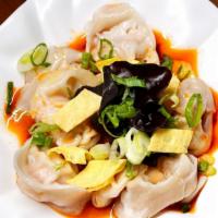 Shrimp & Pork Wonton with Spicy Sauce · Spicy. Contains peanuts.