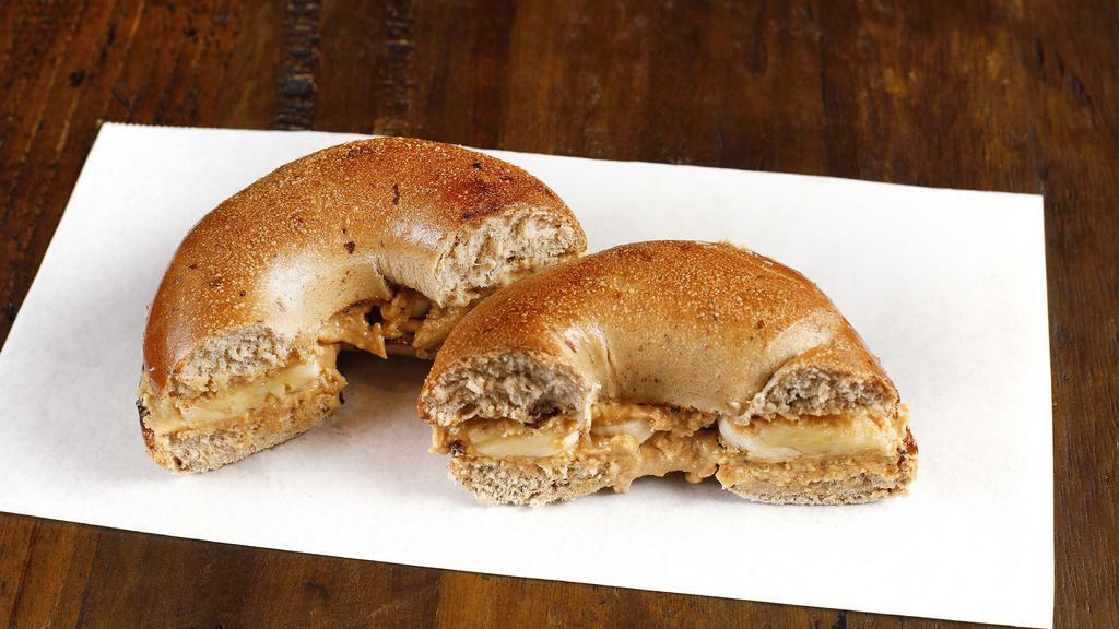 Peanut Butter And Banana Bagel · House made peanut butter.