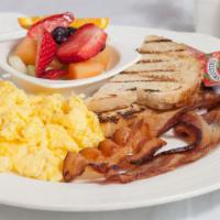 House Breakfast · 2 eggs any style, choice of bacon, ham, Italian sausage or chicken apple sausage, house pota...