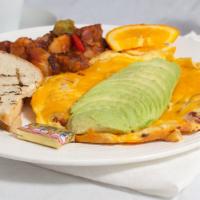 Avocado, Bacon and Cheddar Cheese Omelette · 