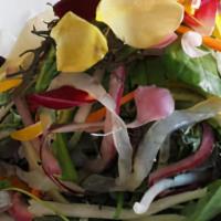 Chrysanthemum 10 Ingredient Salad · Plum Vinaigrette (v, gf)