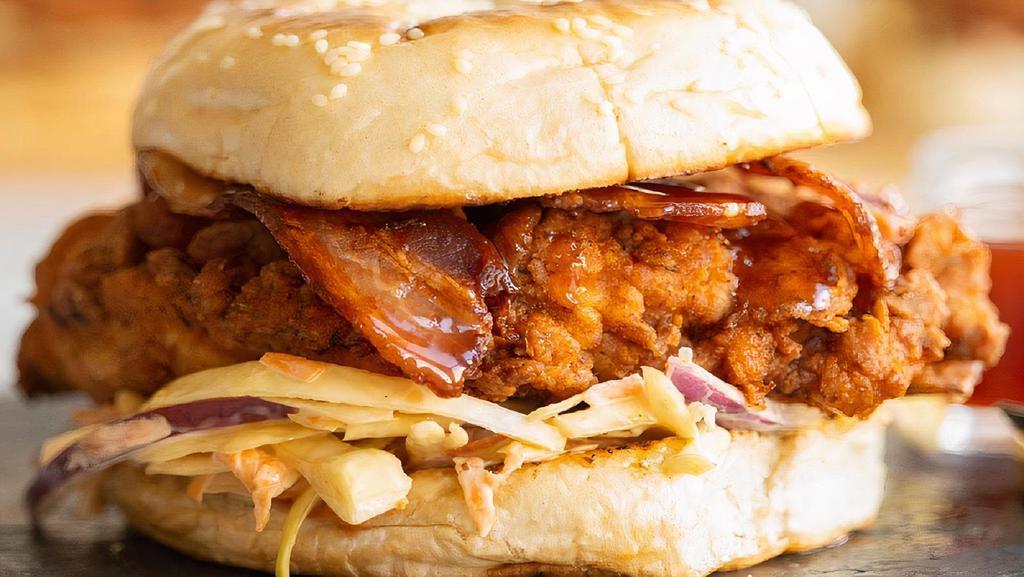 Crazy Bacon Fried Chicken Burger · Bacon fried chicken burger