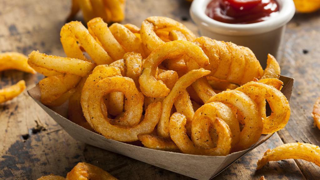 Curly Fries · Seasoned curly fries.