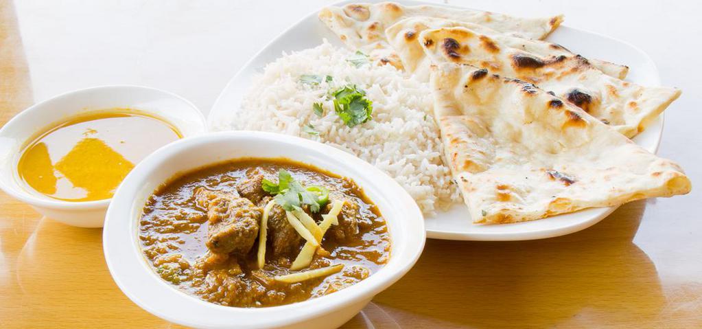 Chicken Curry · Boneless chicken pieces cooked in spices and herbs.Served with Nan or Rice