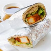 Paneer Tikka Masala Wrap (Cannot Be Totally Mild) · Fresh naan rolled with paneer tikka, onions,  and cilantro. with lettuce