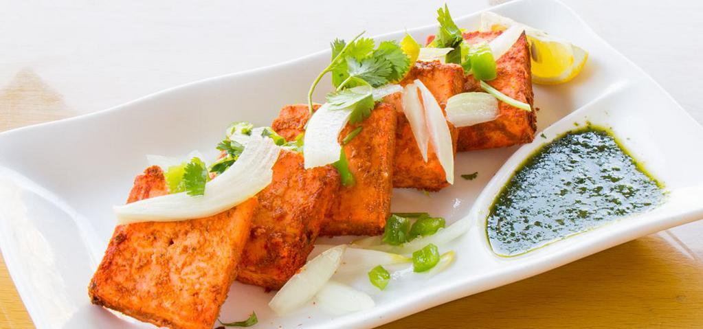 Paneer Tikka Kabab · 5 pieces. Paneer marinated and baked in a clay oven.