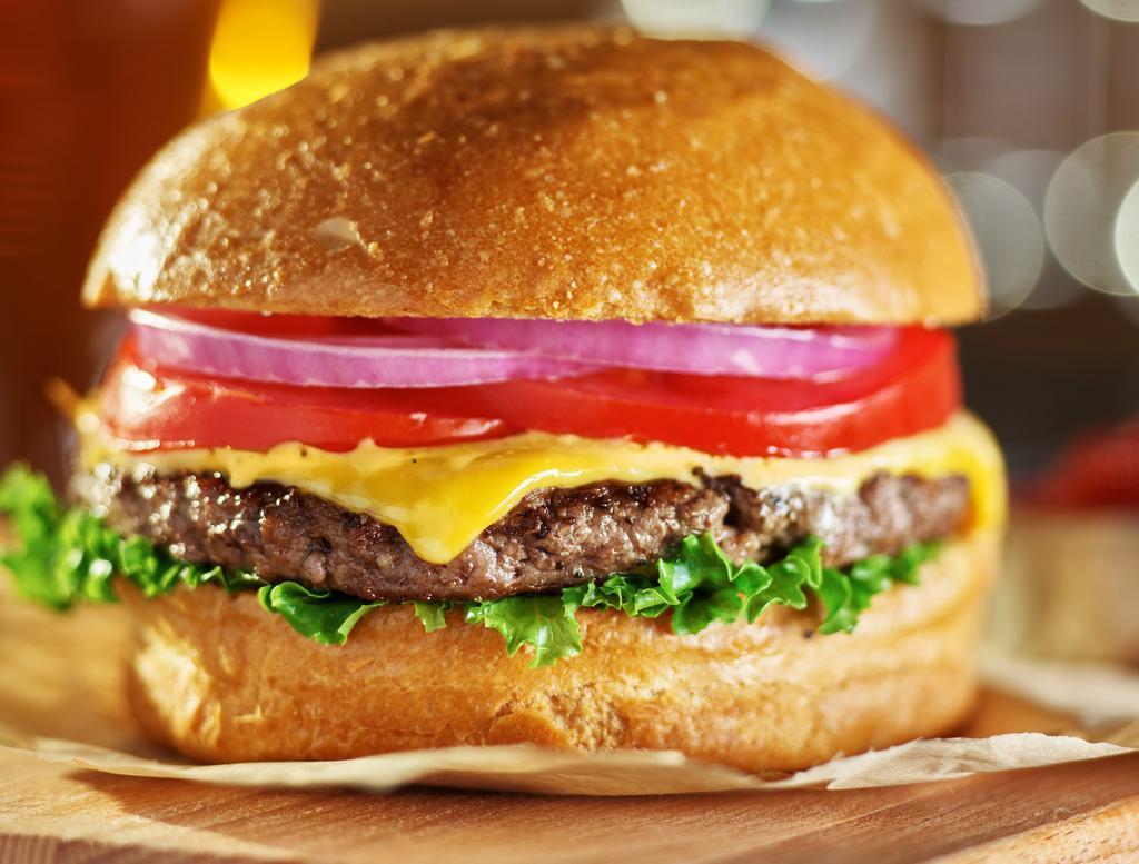 The Cheese Burger  · Classic Burger made with 1/3 pound of Angus beef, farmers market lettuce, red onions, chopped tomatoes, mayonnaise, ketchup and mustard, & your choice of cheese