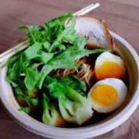 Classic Shoyu Ramen · Classic Shoyu Ramen with smoked duck, seasonal veggies, shoyu cured egg and greens.
***Broth...