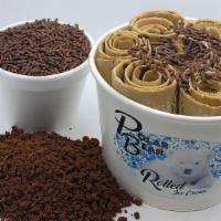 #16 - Coffee N Cream · Ice Cream: Vanilla Base, Coffee, Chocolate Syrup 

Toppings: Whip Cream, Chocolate Chips