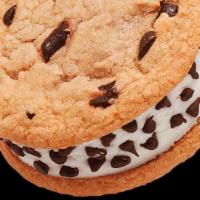 Chips Galore Sandwich  · Vanilla flavored ice cream between two chocolate chip cookies, edged with mini chocolate chi...