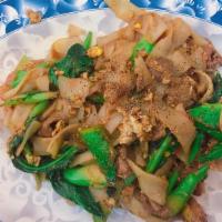 Bangkok Noodles with Beef (Pad See Ew) · The Thai classic pan fried flat rice noodles with eggs, Chinese broccoli and seasoned with s...