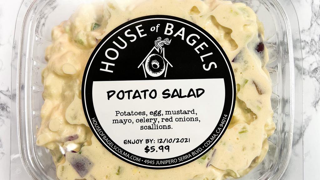 Potato Salad · 16 oz. Potatoes, egg, mustard, mayo, celery, red onions, scallions