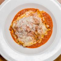 Lasagna · Baked meat and parmesan cheese layered in pasta topped with melted fontina cheese served in ...